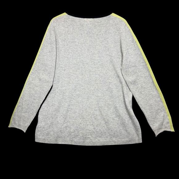Lisa Todd Merino Wool Cashmere Sweater Womens Sz L Black Gray Neon Trim Pullover - Picture 6 of 8
